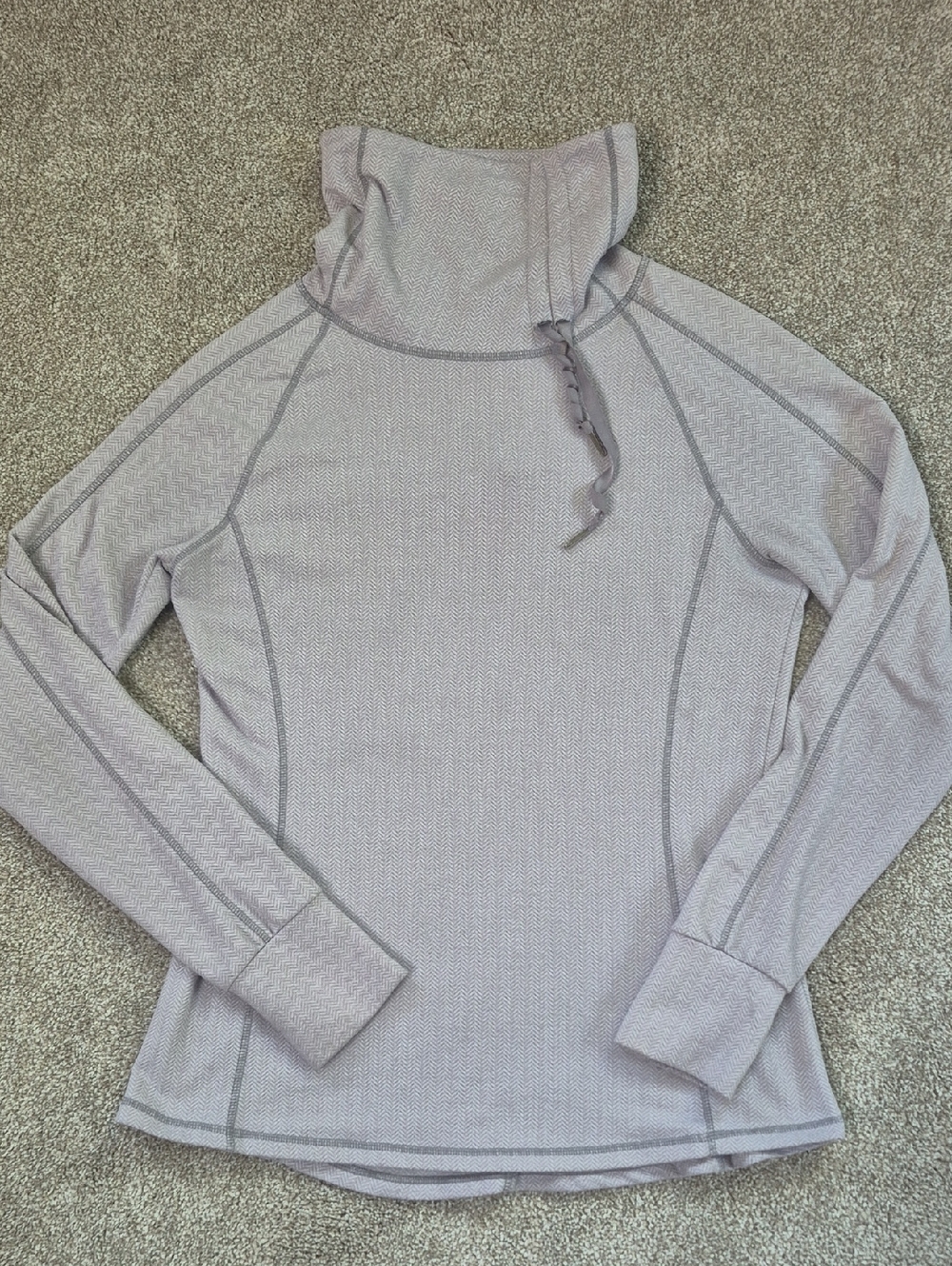Light Lavender Grey Long Sleeve Funnel Neck Top